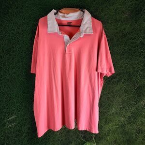 Lands End Traditional Fit Women’s Pink Polo Blue Stripe Collar Sz 2XL